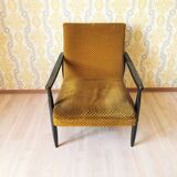 Vintage Yellow Fabric Armchair: Mid-Century Modern Lounge Chair