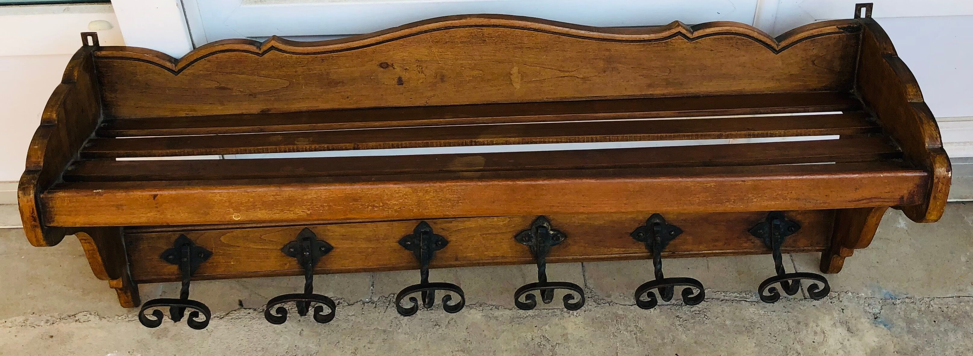 Old wooden wall coats door with six floors