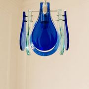 Suspension VECA en verre de Murano bleu, Italie, années 1970