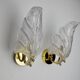 Pair of frosted leaf sconces, Murano glass, Italy, 1970