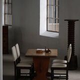 Set of 6 Swedish Grace dining chairs in birch with new upholstery, 1920s.