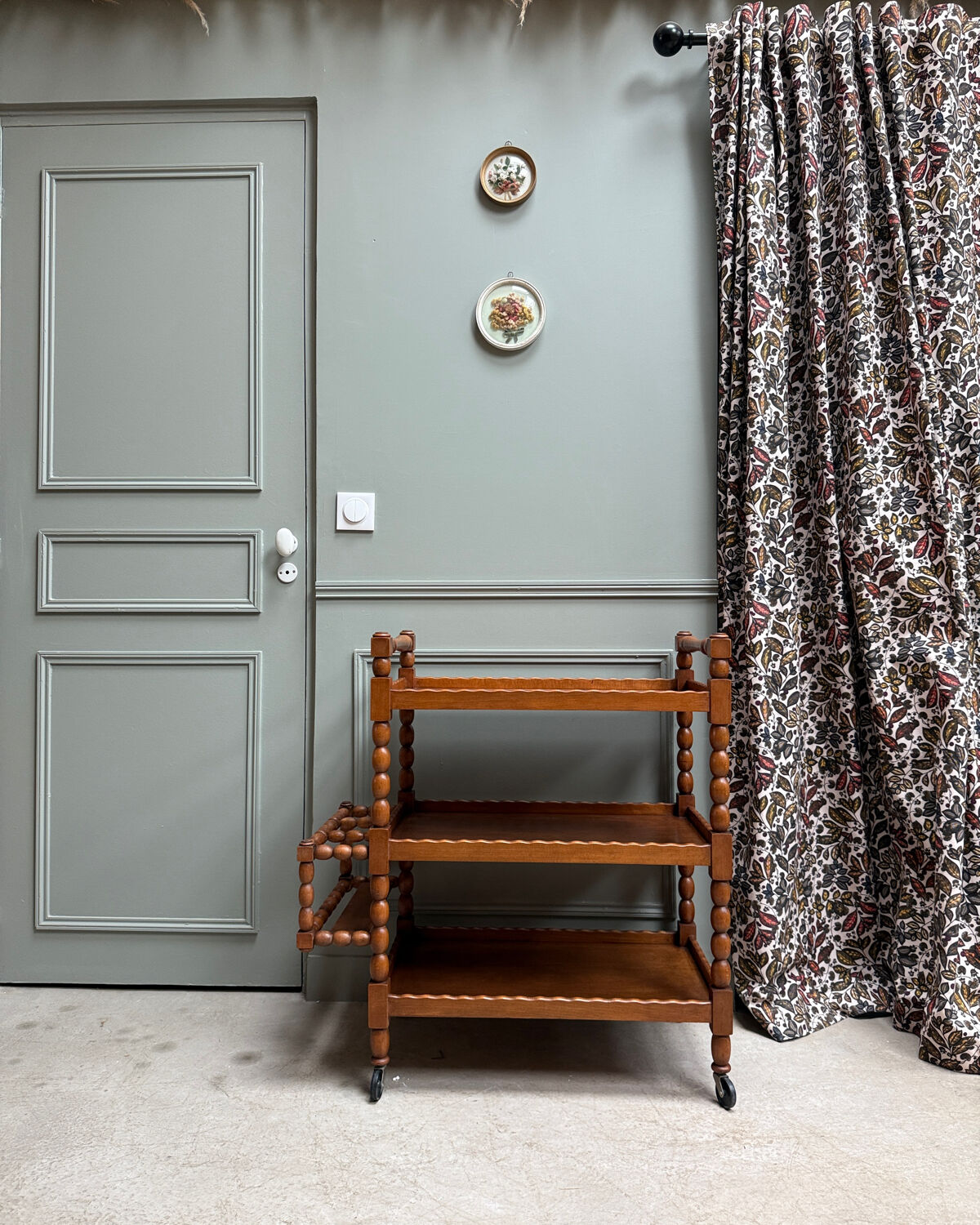 Vintage wooden serving trolley