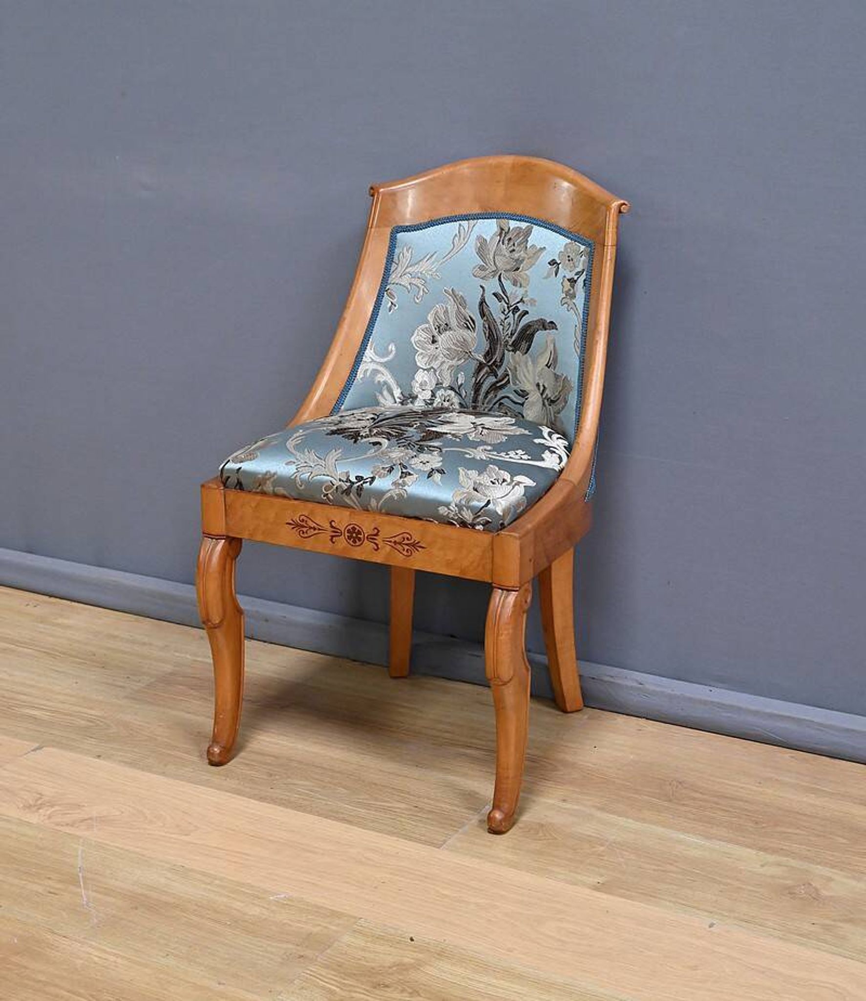 Gondola Chair in Cherry and Speckled Maple, Charles X Style – Mid-20th Century