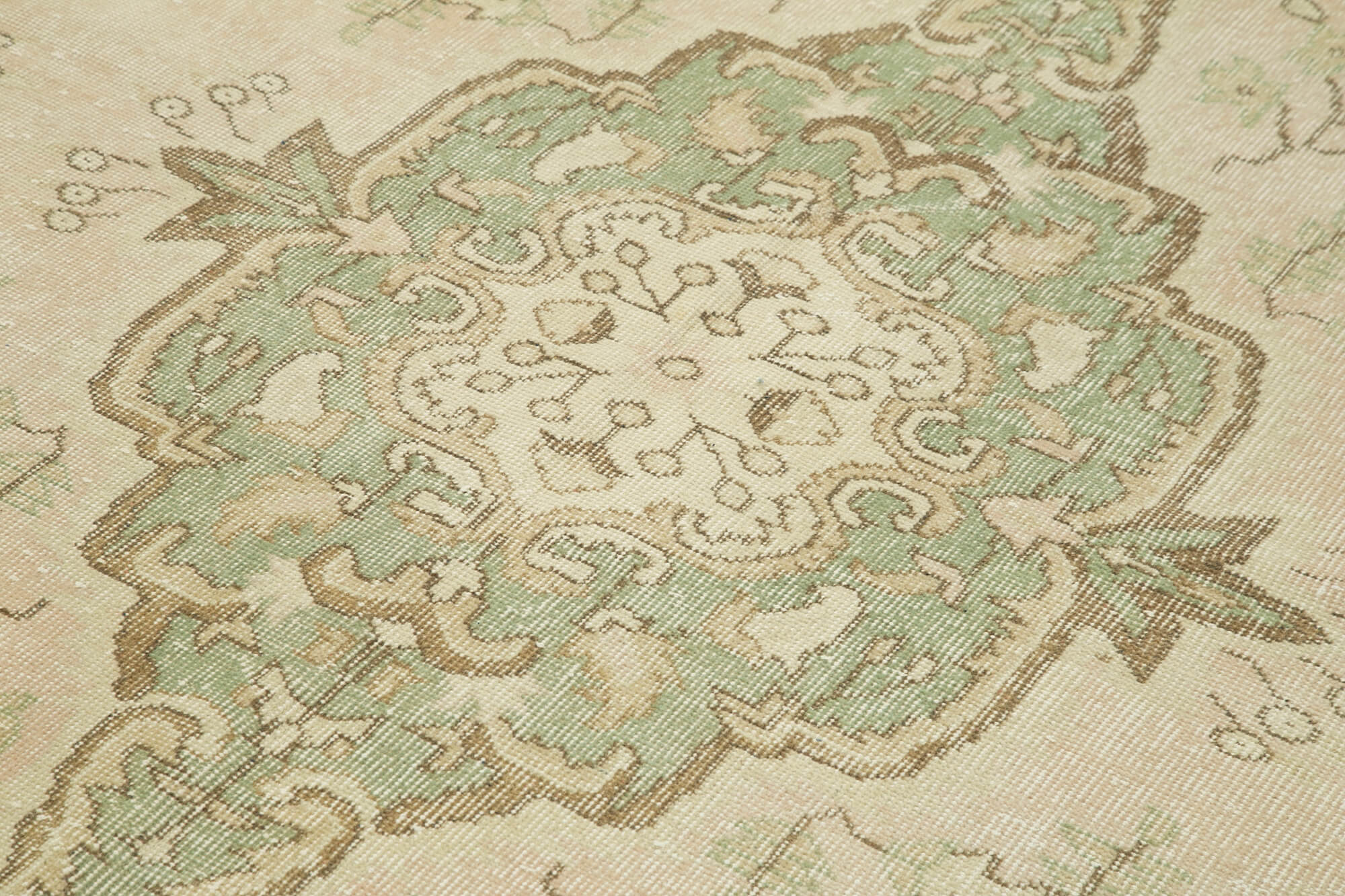 Handwoven Distressed Anatolian Beige Carpet 190 cm x 286 cm