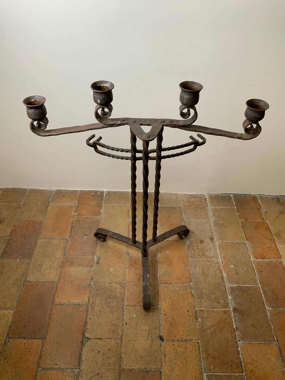 Large Brutalist Wrought Iron Candlestick