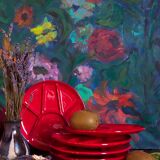 Six ceramic plates with vintage compartments