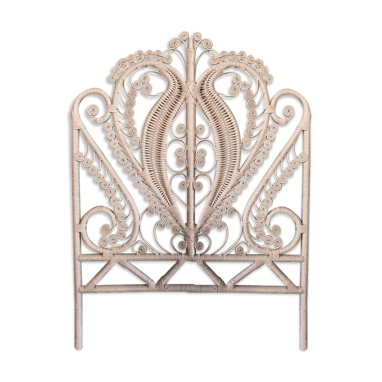 Rattan peacock headboard