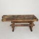 Wooden industrial workbench with vice, 194 cm long, 1930s.