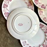 6 Lunéville flat plates in pink ironstone, "Jeannette" service