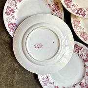 6 Lunéville flat plates in pink ironstone, "Jeannette" service