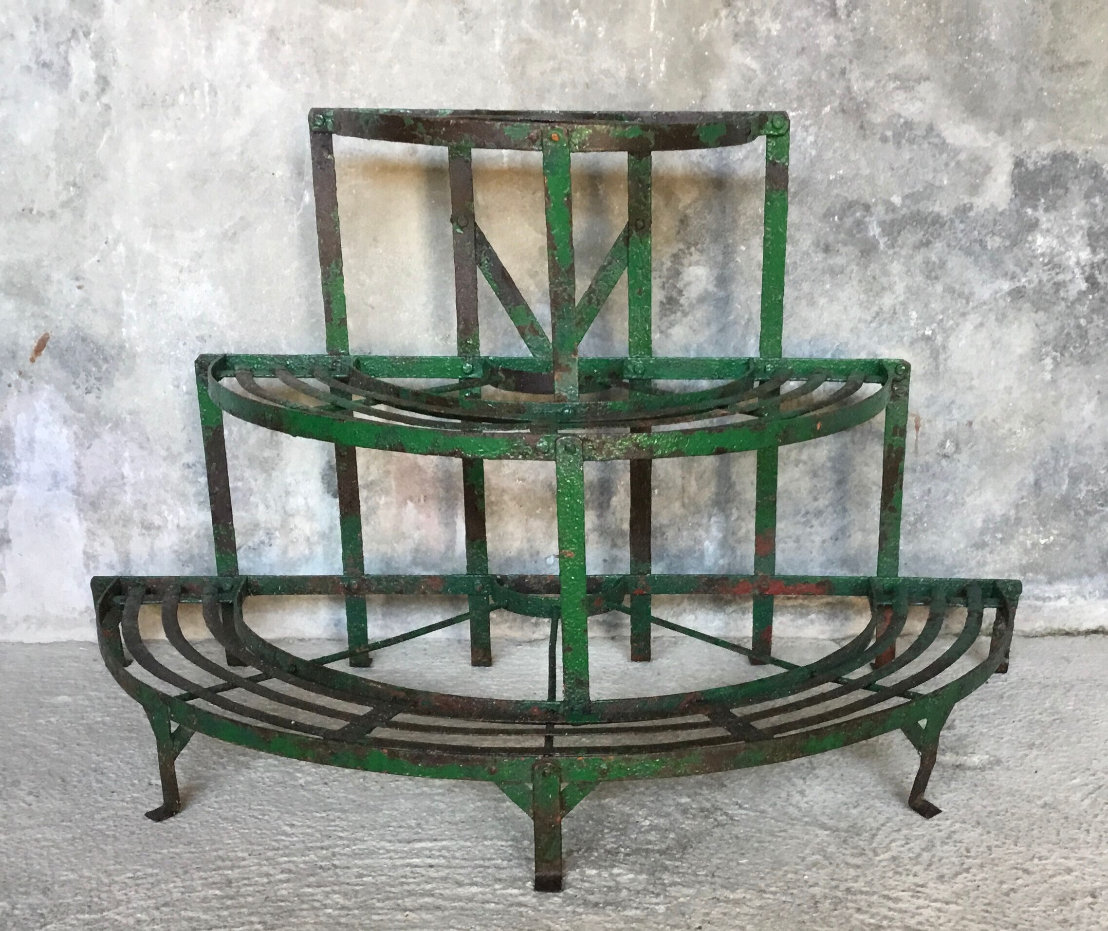 Metal half-moon plant holder - twentieth century