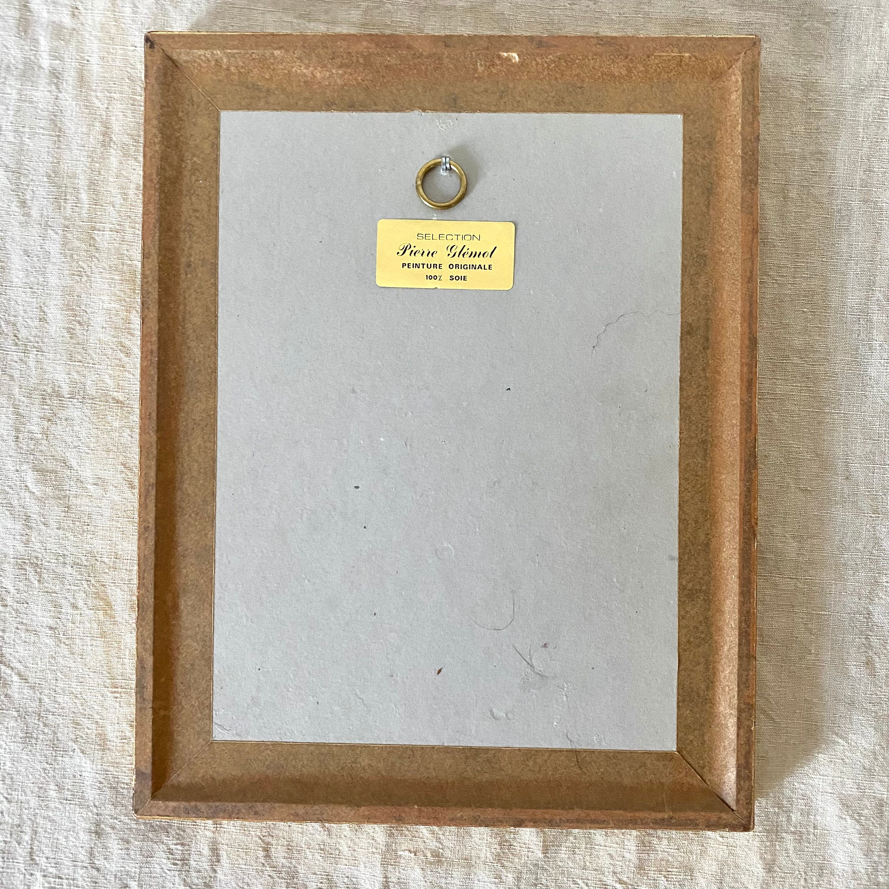 Painting on silk flowers gilded frame