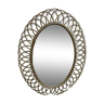 Miroir en rotin ovale 48x36.5 années 60 - 70