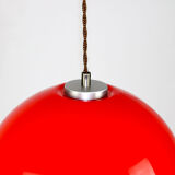 Suspension en verre rouge du milieu du siècle