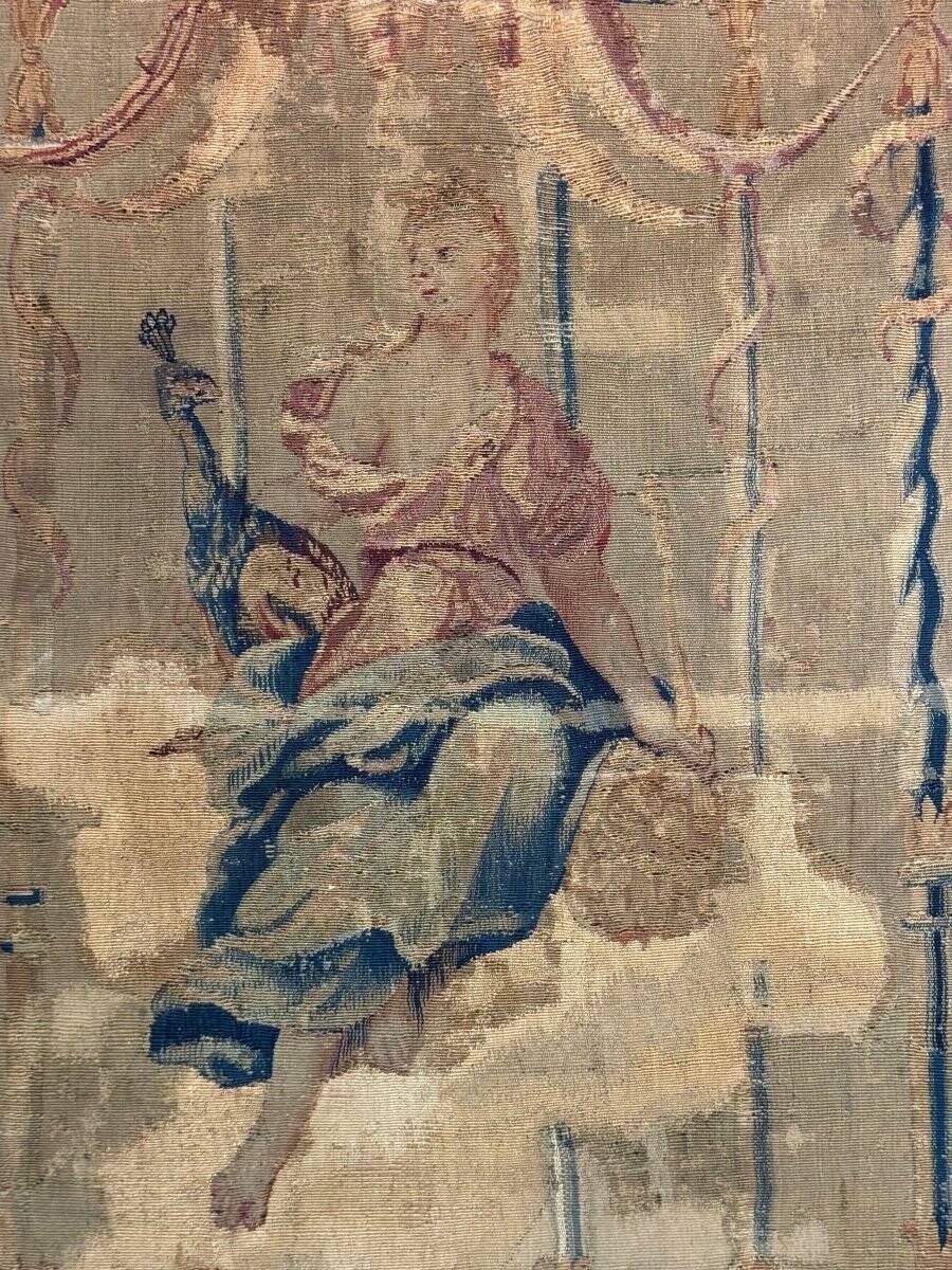 Wool And Silk Tapestry, Young Woman Under A Canopy, 18th Century