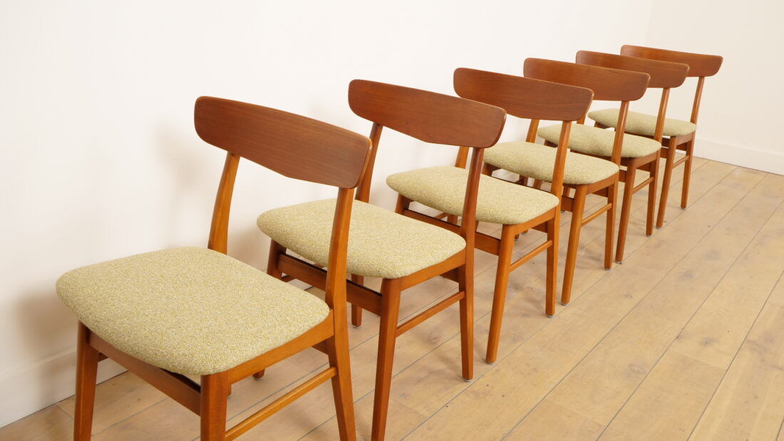 6 x dining chairs | Farstrup | Model 210 | Reupholstered | Green