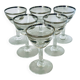 Lot de 8 verres à pied à porto liseré argenté