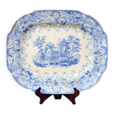 Large Decorative Platter Blue Transferware with Abbey Ruin early 19th C.