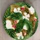 Set of 2 strawberry plates Majolica Barbotine