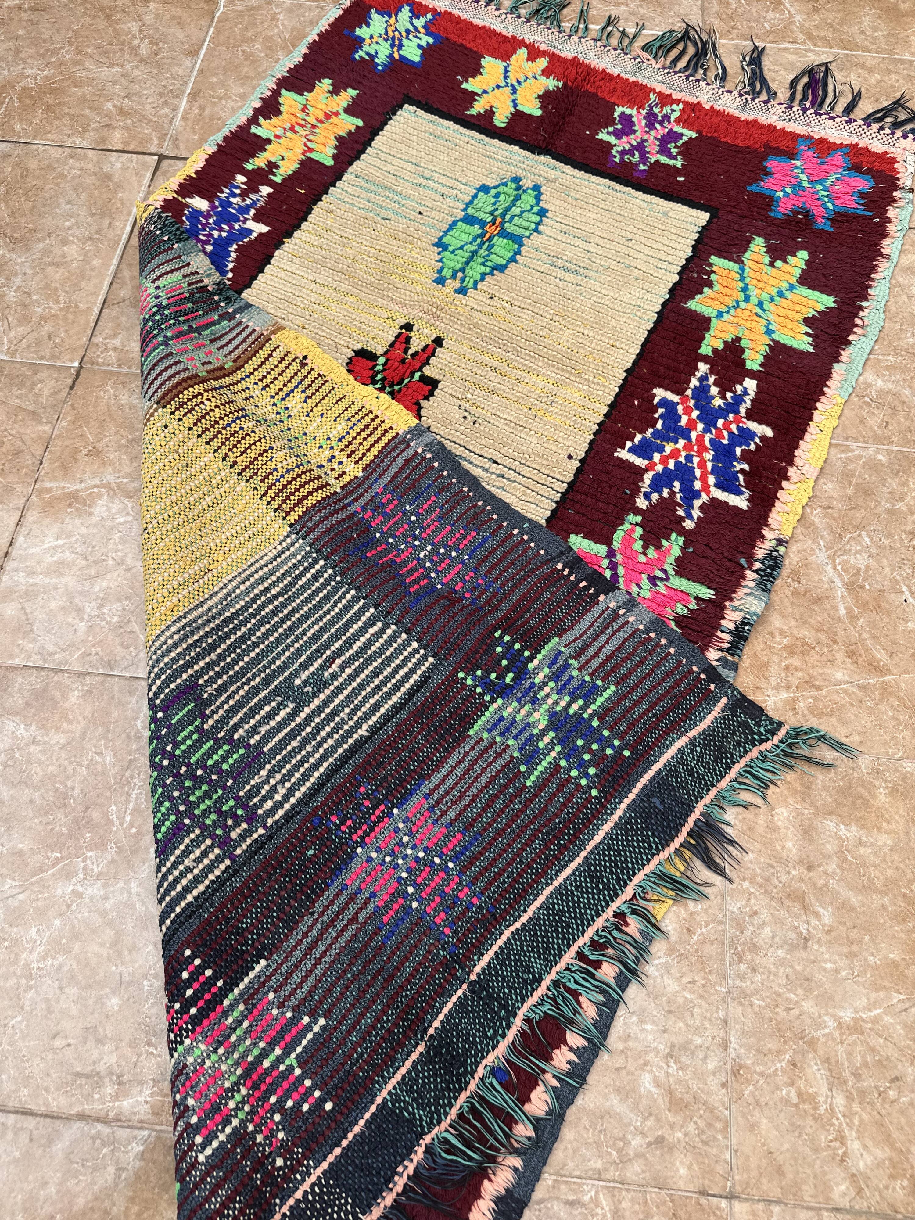 Unique Moroccan Rug - Vintage Art Deco Rug - Boucharouit Rug