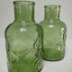 Deux vases verre moulé texturé vert années 70