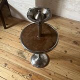 Chrome and wood standing ashtray