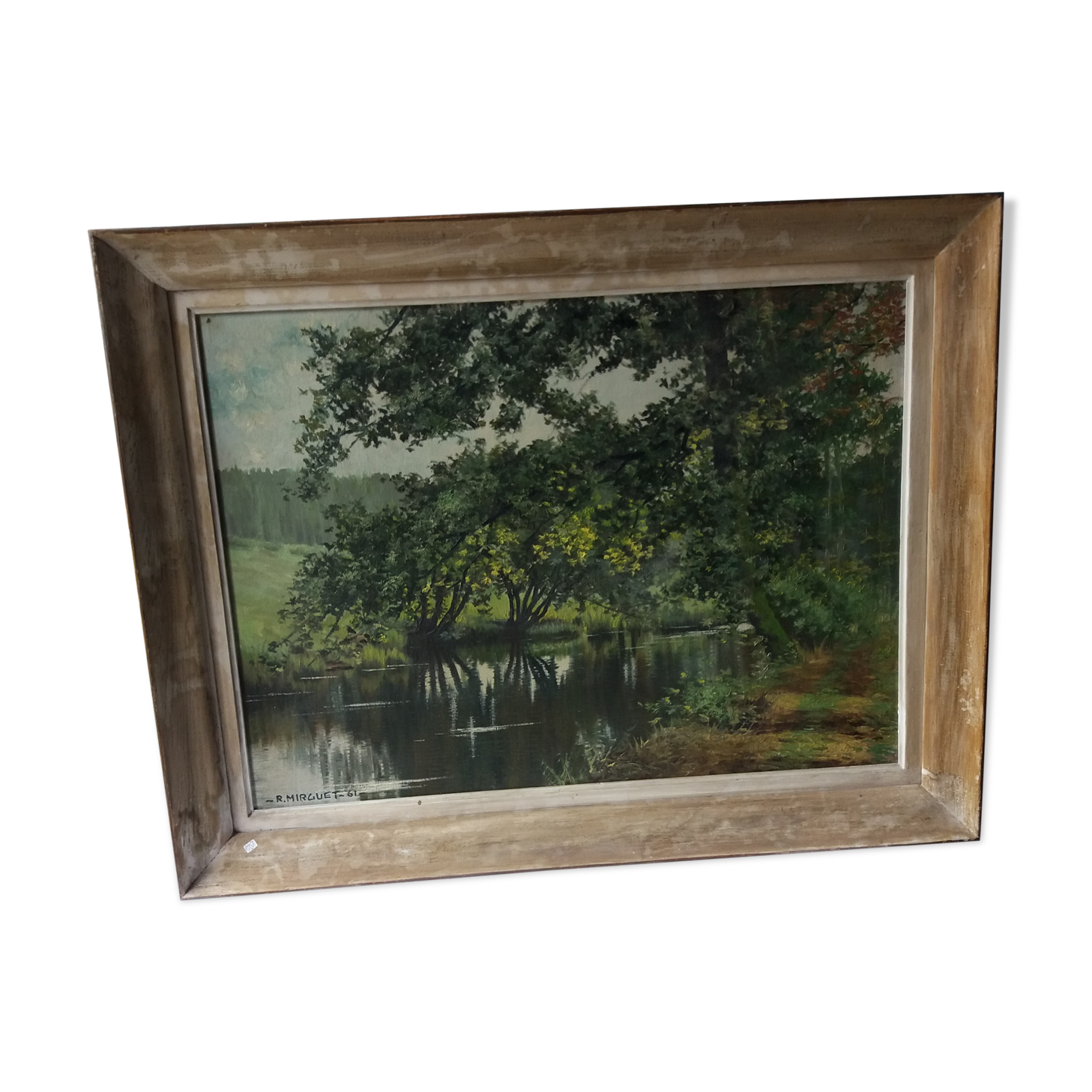 Painting on canvas, green countryside