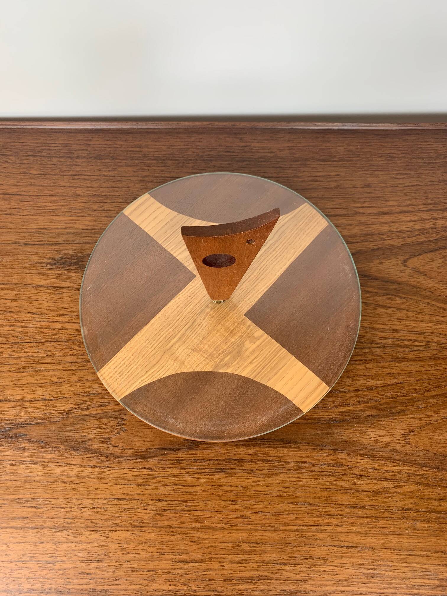 Midcentury modern wood and glass turntable
