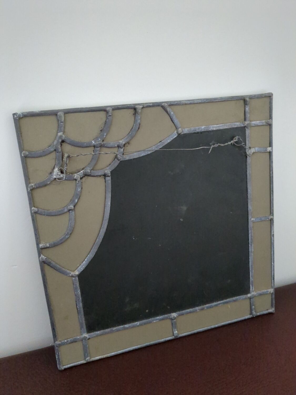 Ancien miroir vitrail antique french work