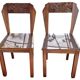 Art deco style chairs carved varnished wood honey brown color 1940