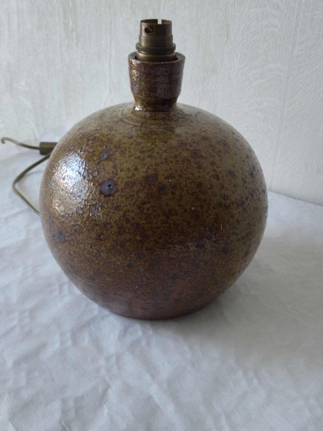 Pyrite stoneware ball lamp by Guy Baudat