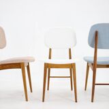 1960s Set of Three Oak Dining Chairs in Boucle, Czechoslovakia