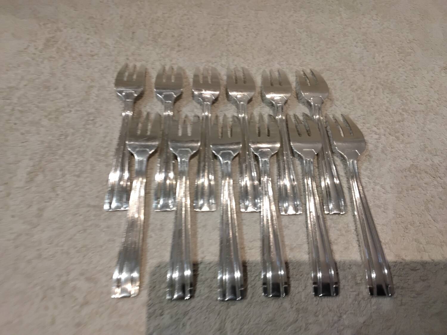 12 silver plated cake forks, goldsmith Argit, art deco style
