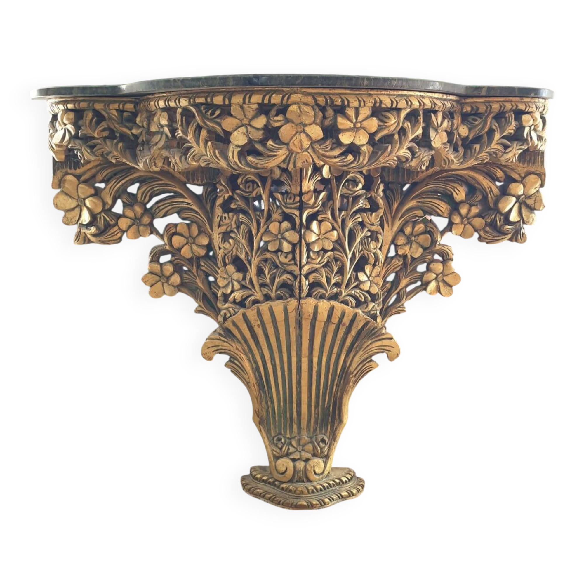Gilded carved wood wall console – 19th century Rococo style