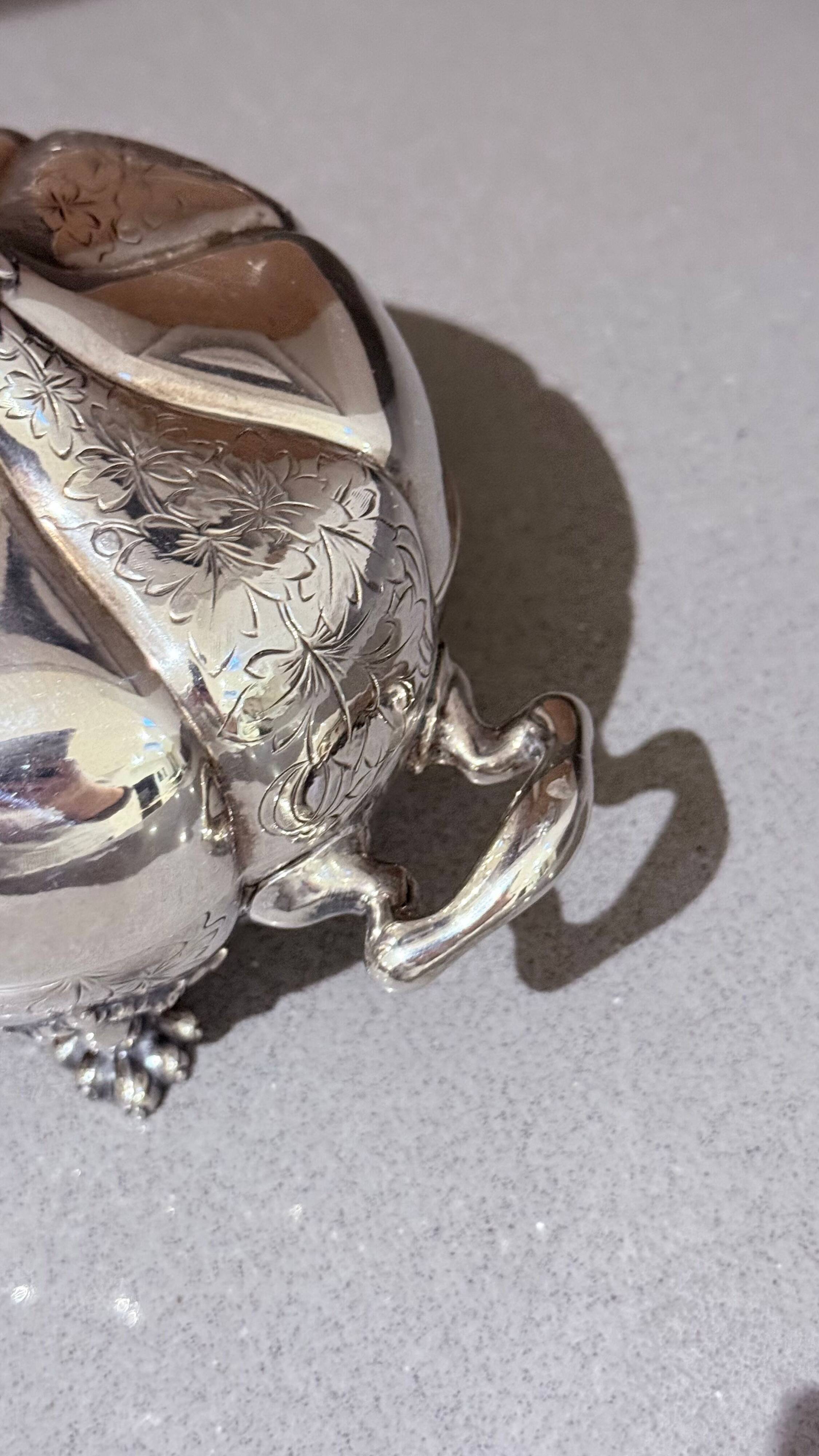 Antique Decorative Caviar Dish Caviar Serving, Silver Quadruple Plate Lid, Spoon