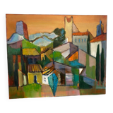 View of the village signed Duret