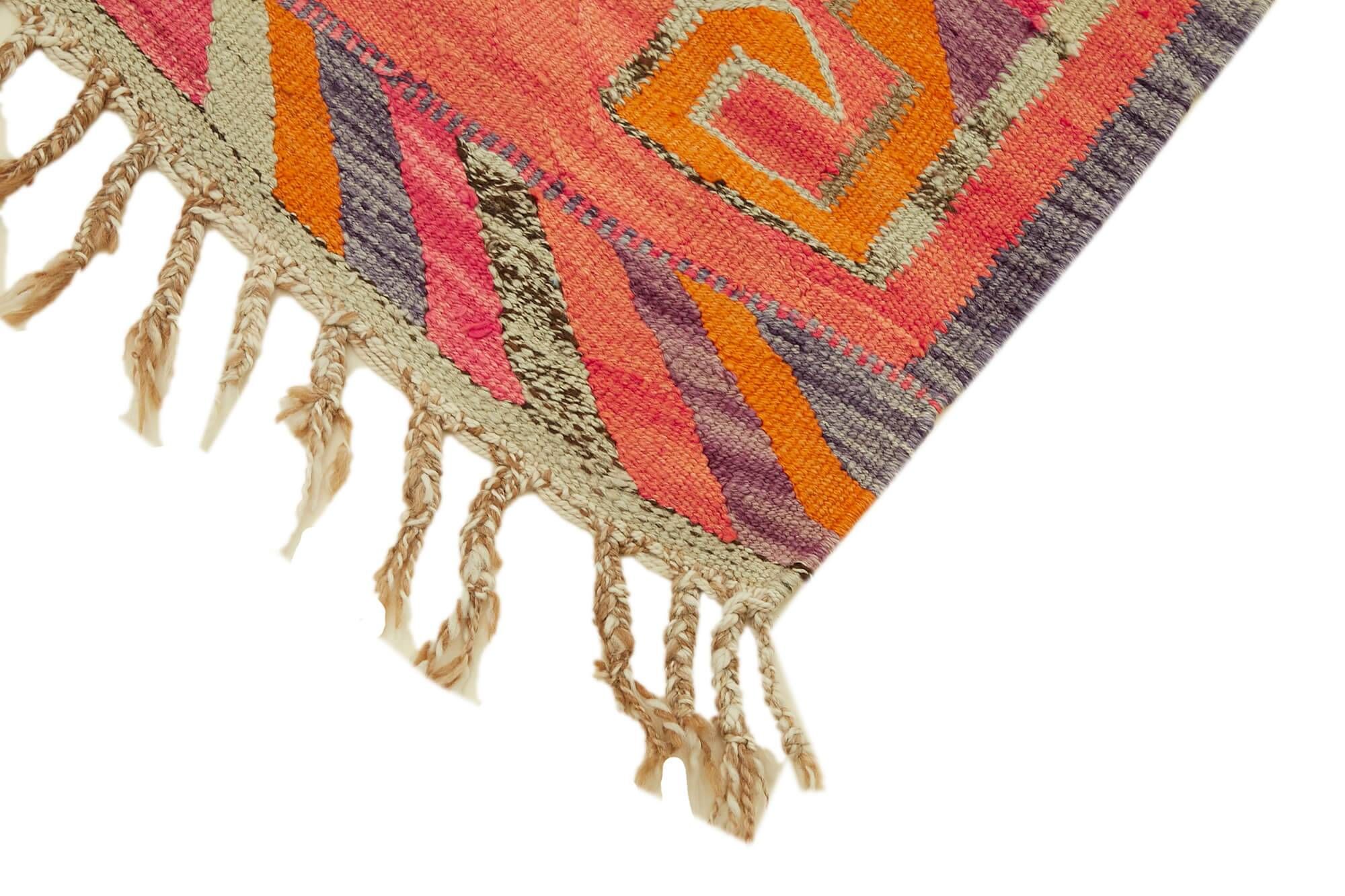 Turkish Handwoven Vintage Herki Kilim 95 cm x 316 cm