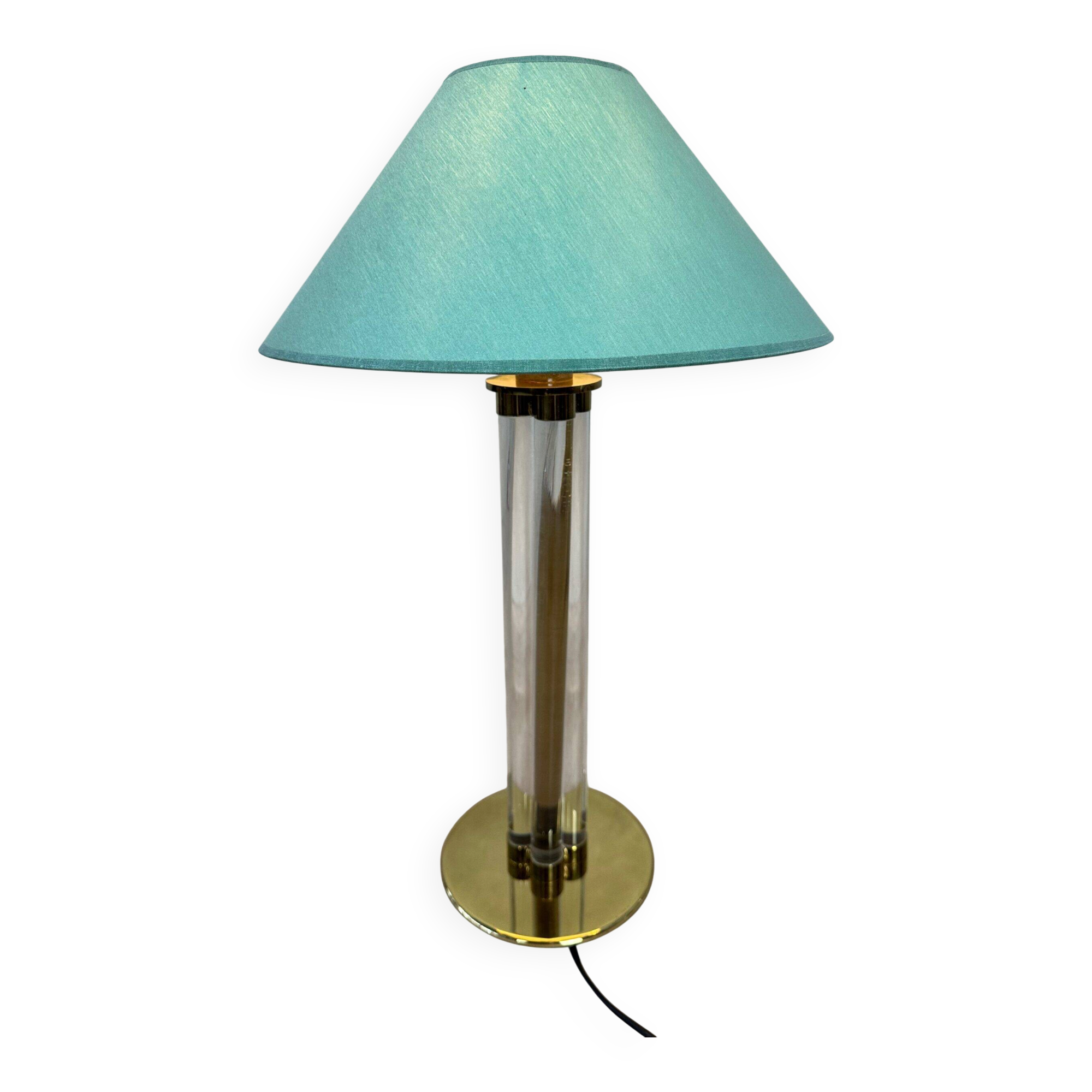 Vintage Hollywood Regency table lamp – brass and perspex