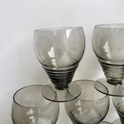 Set of 9 art deco liqueur glasses in smoked glass 30-40s