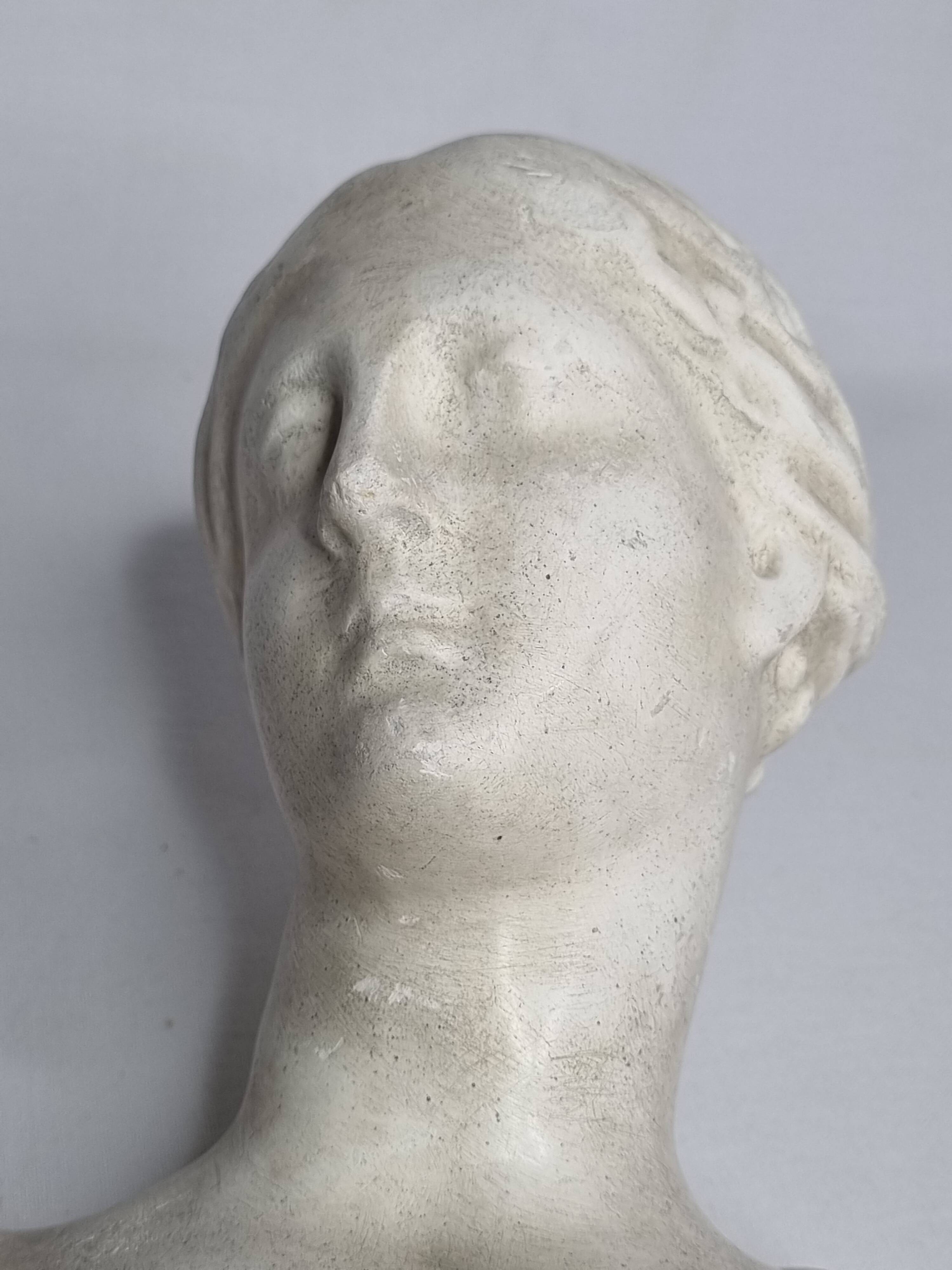 Antique goddess bust in patinated plaster, old, 27 cm