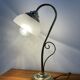 Vintage swan neck lamp in gilded metal and frosted glass
