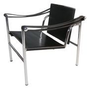 Le Corbusier Vintage Black Leather Armchair Model- LC1 for Cassina, 1970s