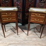 Pair of Louis XVI style bedside tables in mahogany