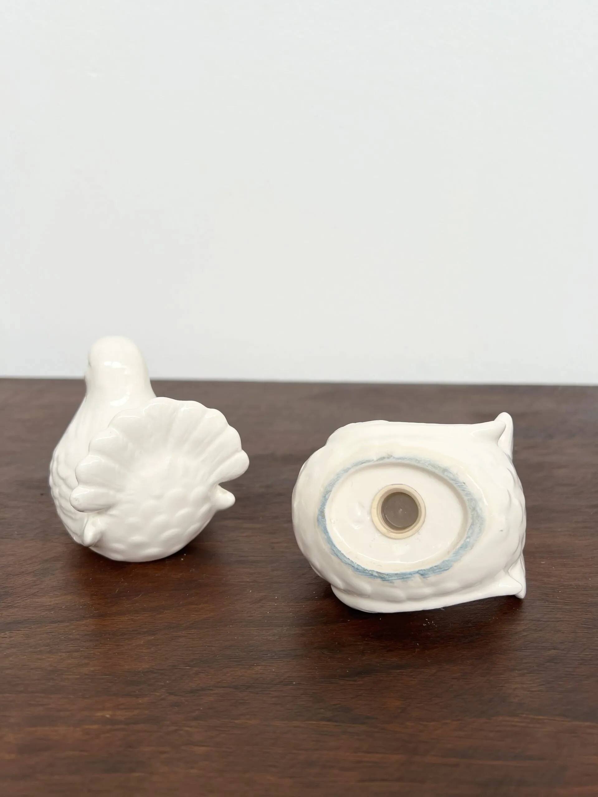 Ceramic salt and pepper set in white doves