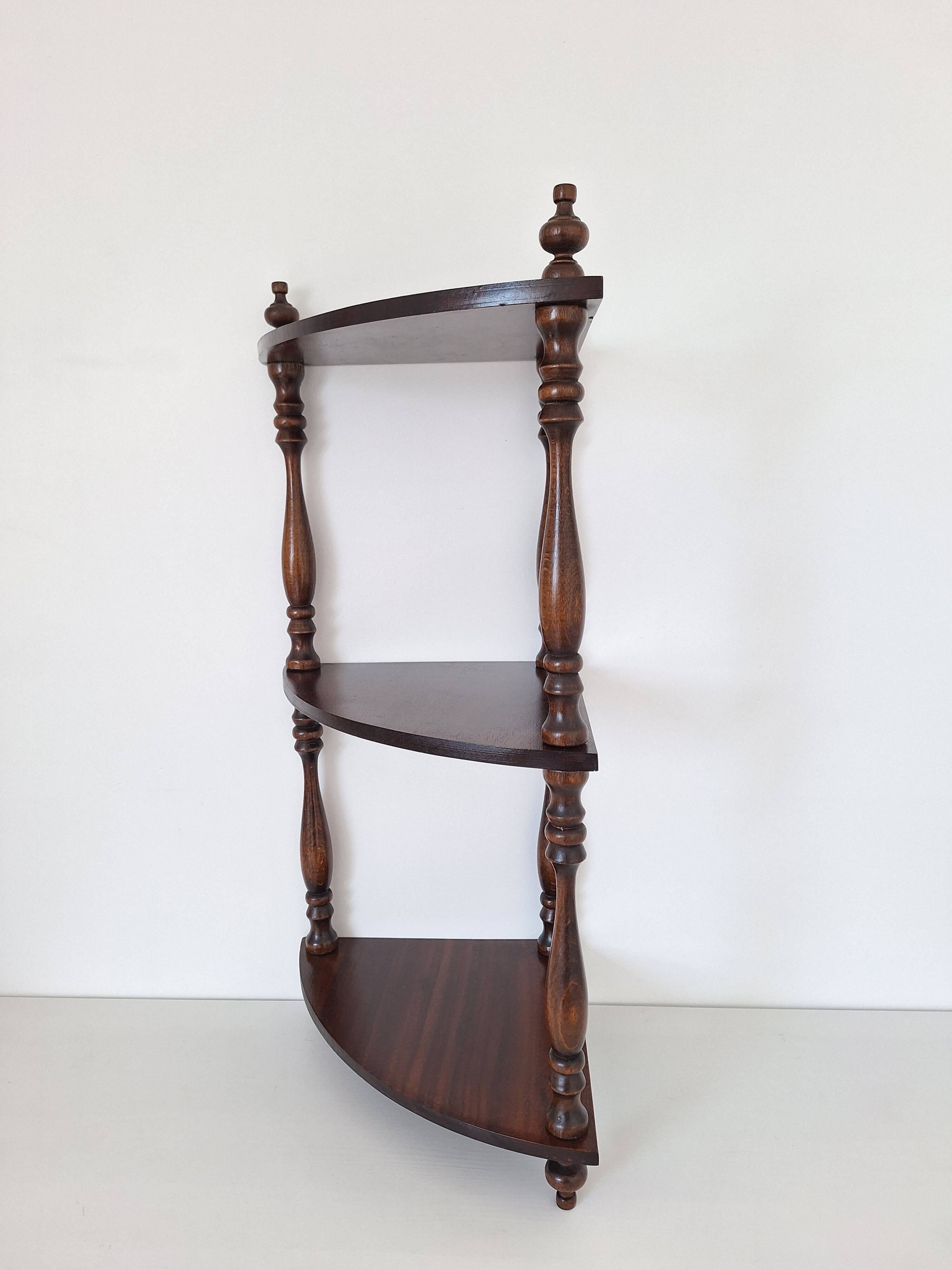 1970s wooden corner shelf