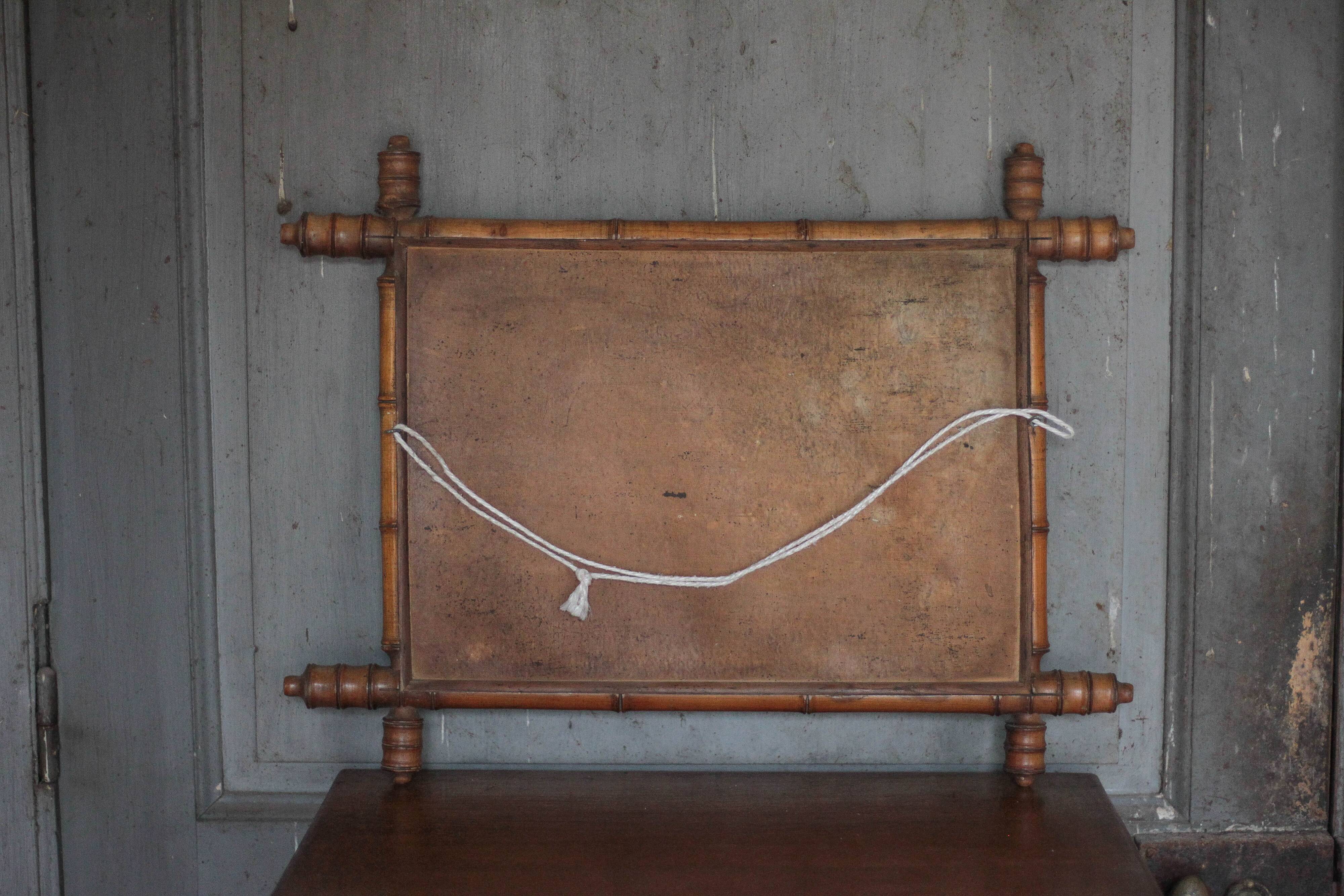 Miroir bois imitation bambou, miroir ancien, miroir à suspendre