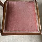 Pair of carved wooden chairs with pink velvet seat ART DECO