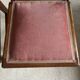 Pair of carved wooden chairs with pink velvet seat ART DECO