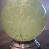 Applique globe boule abat jour opaline vert Clichy moucheté ø 20 cm art déco 1930/1940 TBE