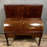 Important Louis Philippe Period Cylinder Desk / Restoration in speckled mahogany